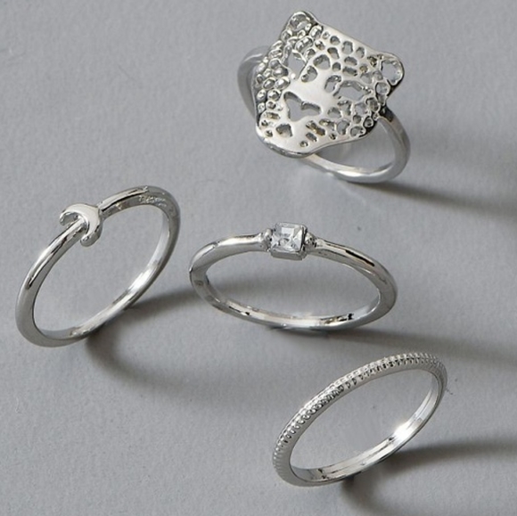 New Beautiful Crystal Silver Baby Leopard Ring Set - Picture 3 of 4